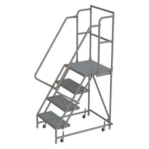 76 in H Steel Rolling Ladder, 4 Steps