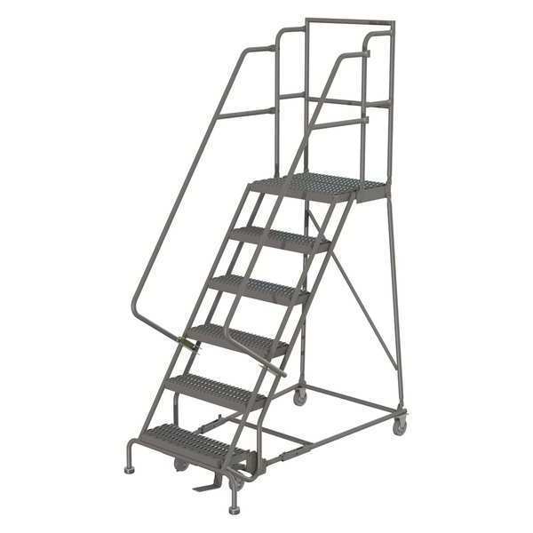 96 in H Steel Rolling Ladder, 6 Steps