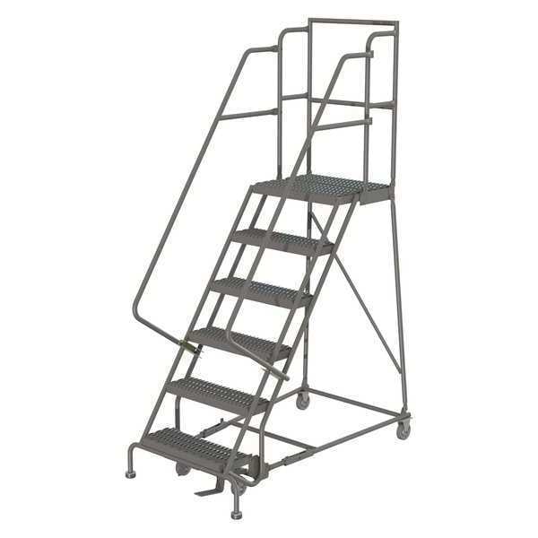 96 in H Steel Rolling Ladder, 6 Steps