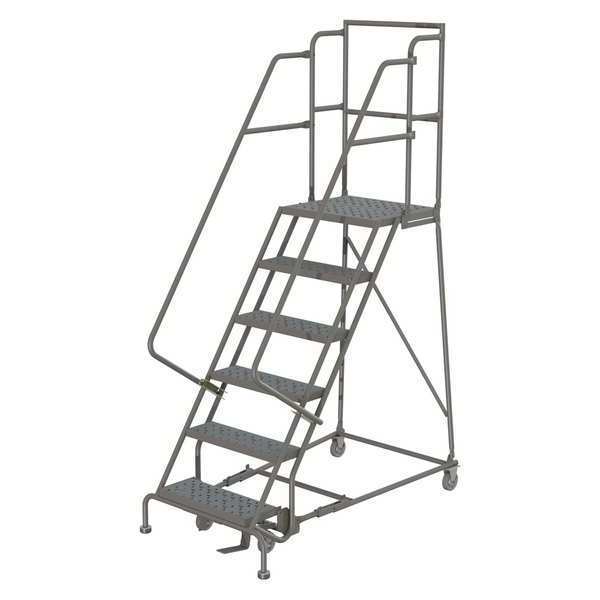 96 in H Steel Rolling Ladder, 6 Steps