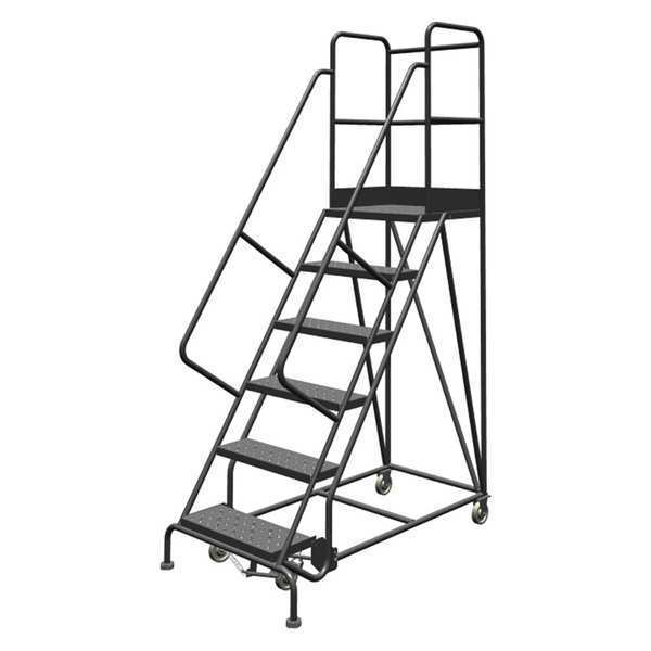 96 in H Steel Rolling Ladder, 6 Steps