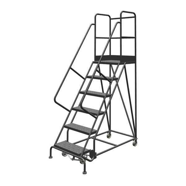 96 in H Steel Rolling Ladder, 6 Steps