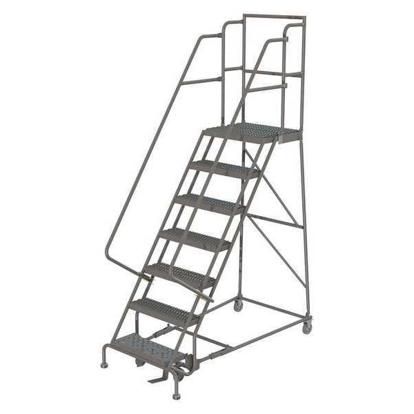 106 in H Steel Rolling Ladder, 7 Steps