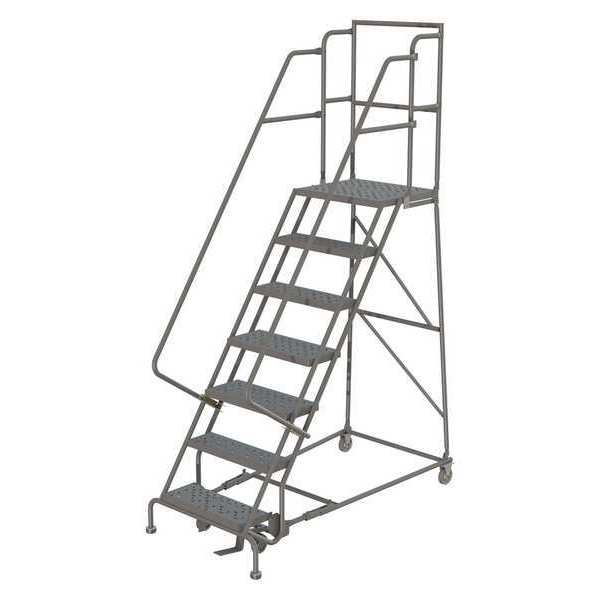 106 in H Steel Rolling Ladder, 7 Steps