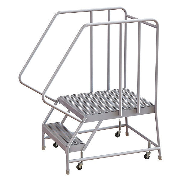 52 in H Aluminum Rolling Ladder, 2 Steps