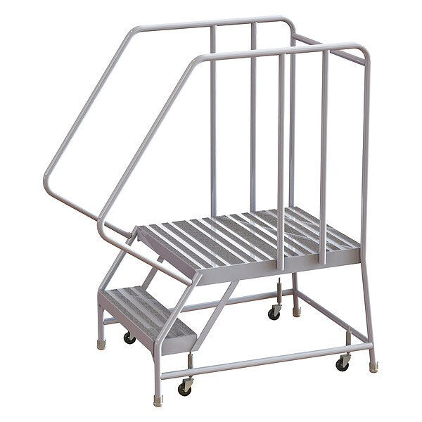 52 in H Aluminum Rolling Ladder, 2 Steps