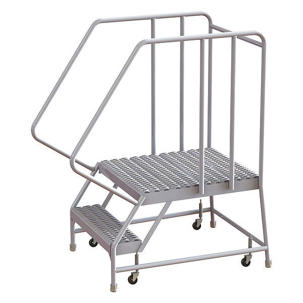 52 in H Aluminum Rolling Ladder, 2 Steps