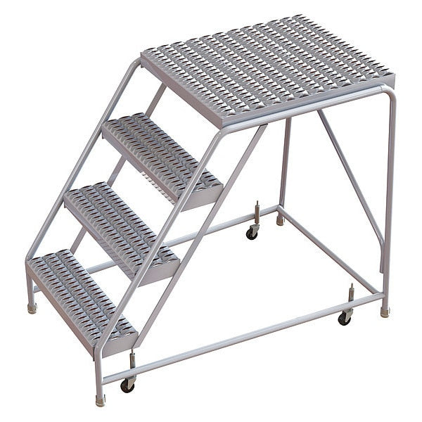 40 in H Aluminum Rolling Ladder, 4 Steps