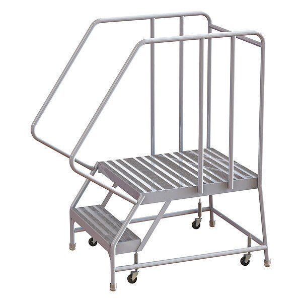 52 in H Aluminum Rolling Ladder, 2 Steps