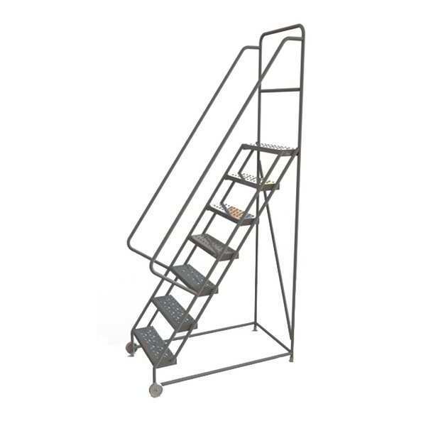 106 in H Steel Tilt and Roll Ladder, 7 Steps