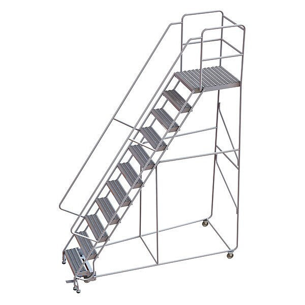 142 in H Aluminum Rolling Ladder, 11 Steps