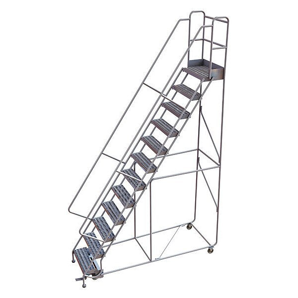 156 in H Aluminum Rolling Ladder, 12 Steps