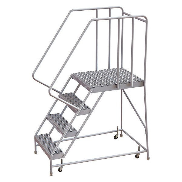 72 in H Aluminum Rolling Ladder, 4 Steps
