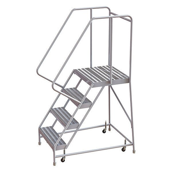 72 in H Aluminum Rolling Ladder, 4 Steps
