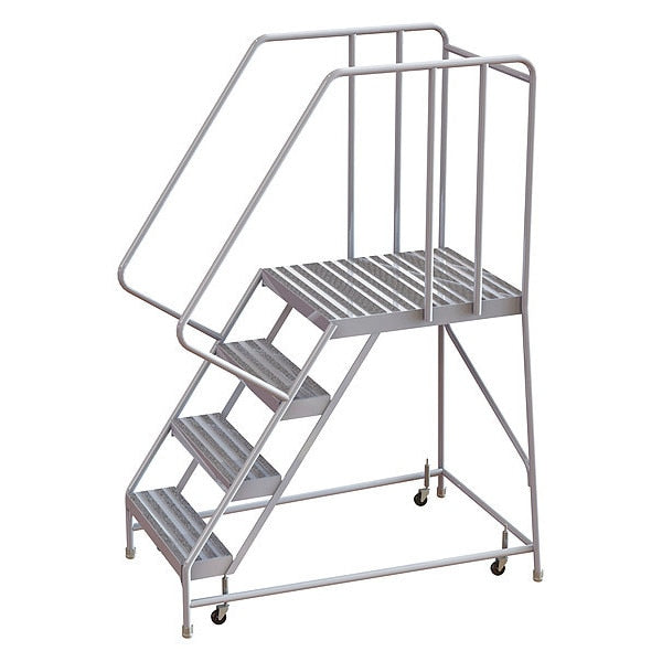 72 in H Aluminum Rolling Ladder, 4 Steps
