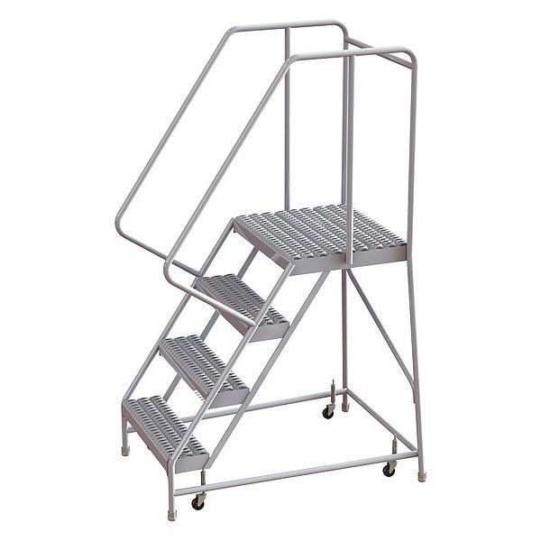 72 in H Aluminum Rolling Ladder, 4 Steps