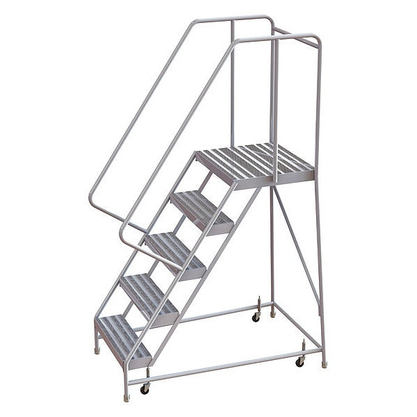 82 in H Aluminum Rolling Ladder, 5 Steps