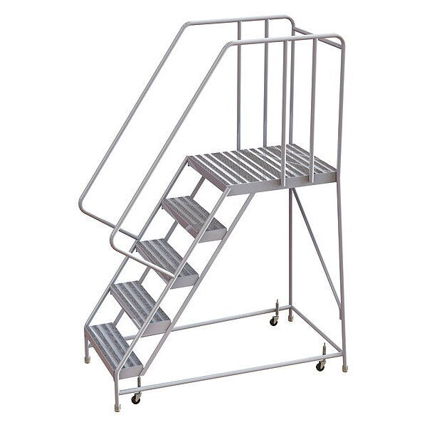 82 in H Aluminum Rolling Ladder, 5 Steps
