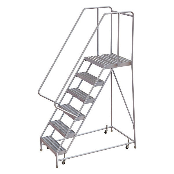 92 in H Aluminum Rolling Ladder, 6 Steps