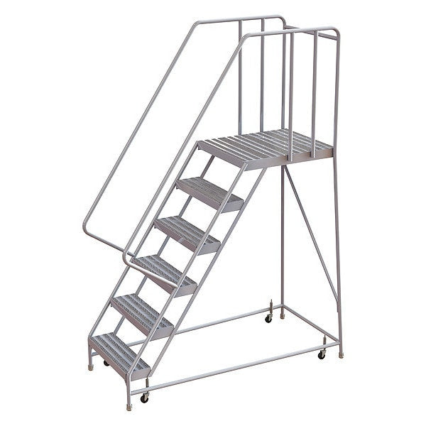 92 in H Aluminum Rolling Ladder, 6 Steps