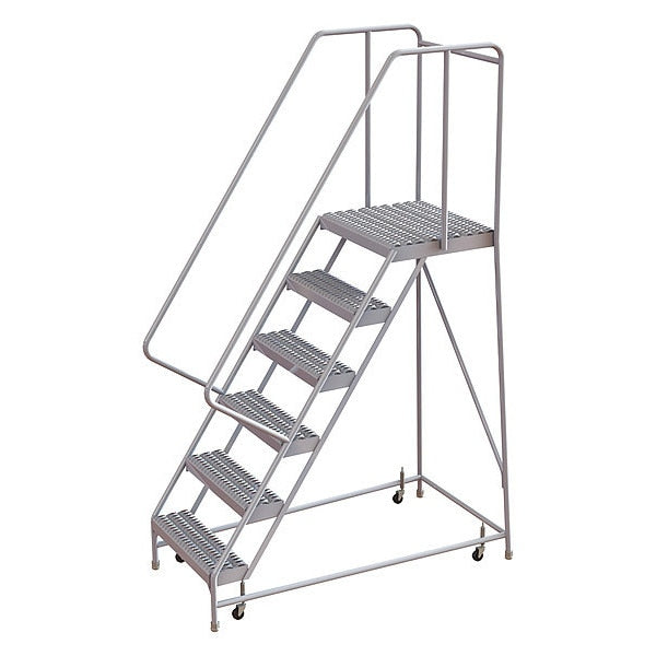 92 in H Aluminum Rolling Ladder, 6 Steps