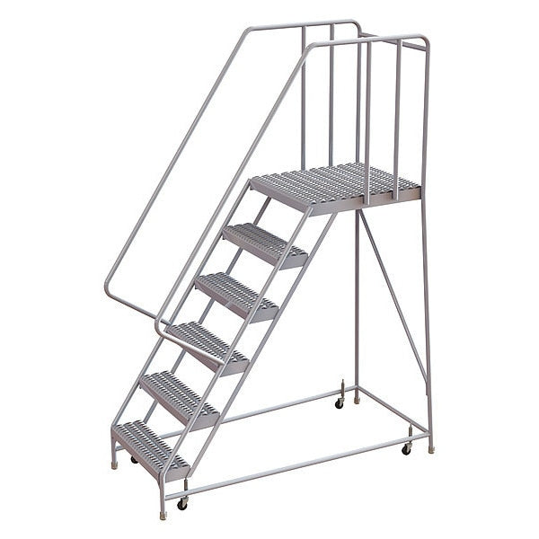 92 in H Aluminum Rolling Ladder, 6 Steps