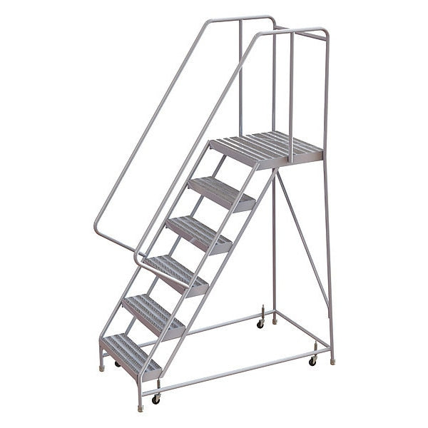 92 in H Aluminum Rolling Ladder, 6 Steps