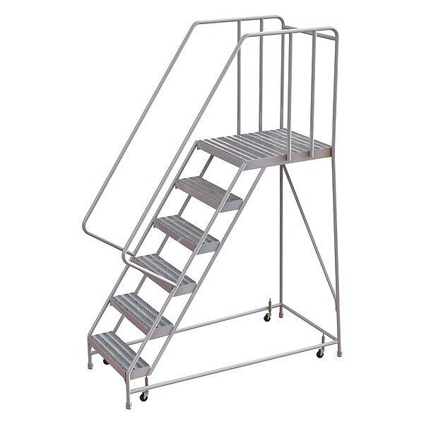 92 in H Aluminum Rolling Ladder, 6 Steps