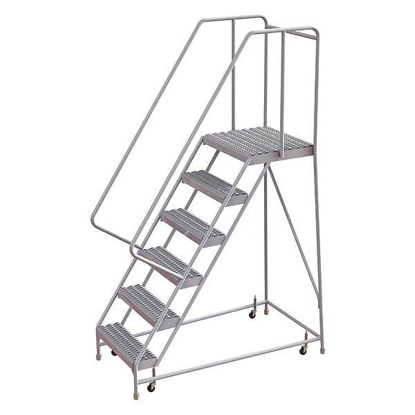 92 in H Aluminum Rolling Ladder, 6 Steps
