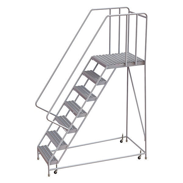 102 in H Aluminum Rolling Ladder, 7 Steps