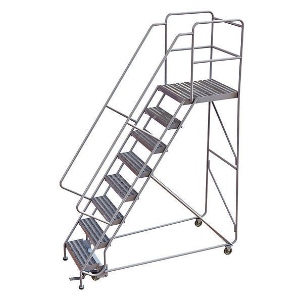 112 in H Aluminum Rolling Ladder, 8 Steps