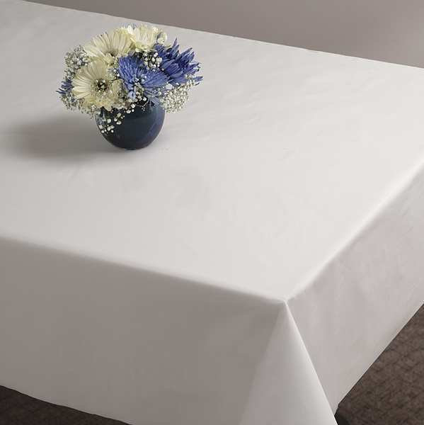 Table Cover, Plastic, 54inx108in, Wht, PK12