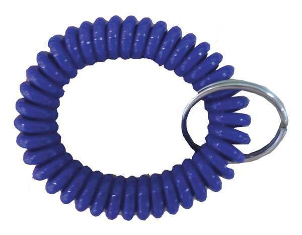 Wrist Coil with Split Key Ring, Blue, PK5