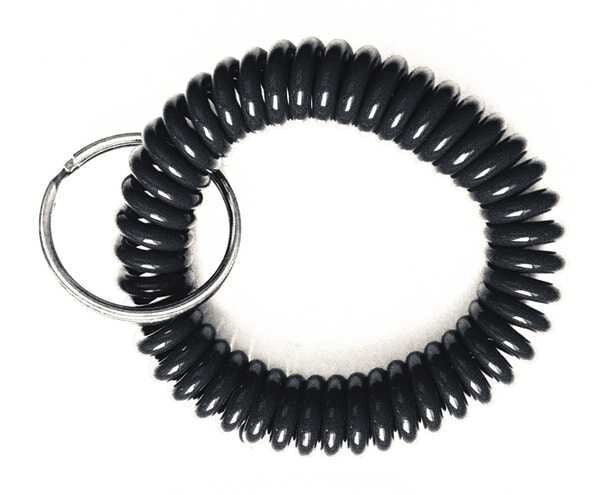 Wrist Coil Key Ring, Black, PK10