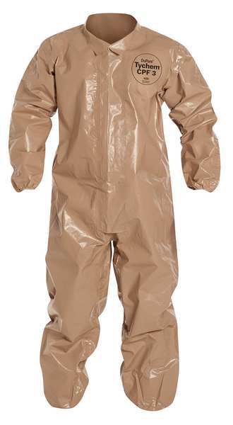 Collared Disposable Coveralls, 6 PK, Tan, Zipper