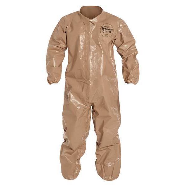 Collared Disposable Coveralls, 6 PK, Tan, Zipper