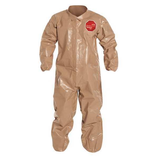 Collared Disposable Coveralls, 6 PK, Tan, Zipper