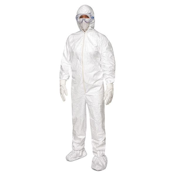 Tyvek Isoclean Shoe Covers, M, 5in, Wht, Elastic Top, PK300