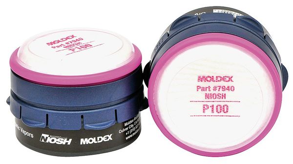 Combination Cartridge/Filter, Bayonet, OV, P100, Magenta, 2 PK, NIOSH