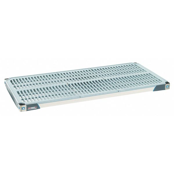 Plastic Shelf, Open Style, 18 in D, 30 in W, 1 7/8 in H, Taupe/Blue