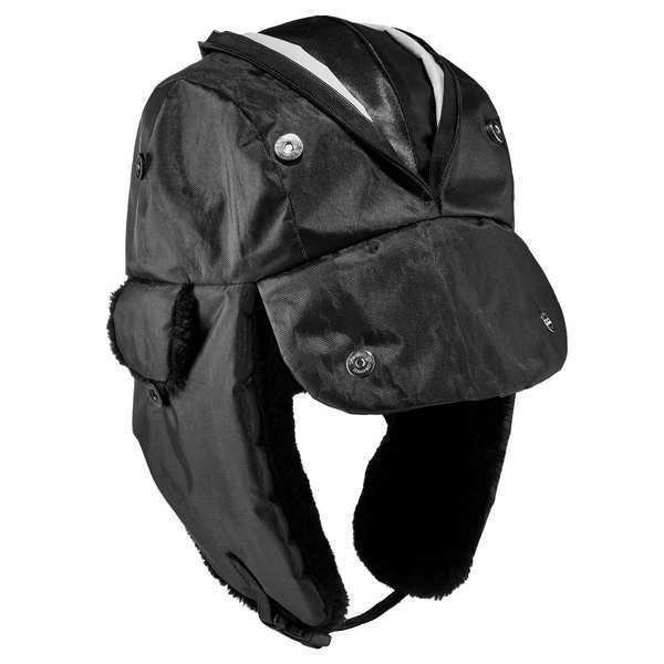 Black Zippered Trapper Hat, L/XL