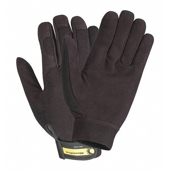 Mechanics Gloves, XL, Black, Heavy Duty Ribbed Knit Fabric