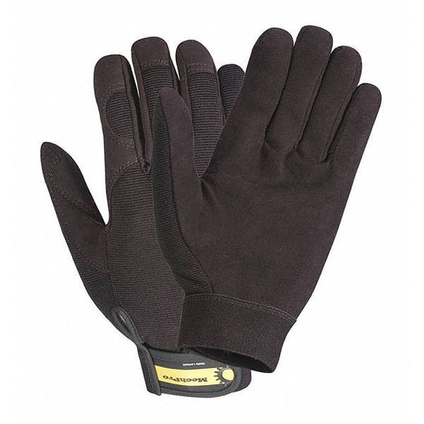 Mechanics Gloves, M, Black, Heavy Duty Ribbed Knit Fabric