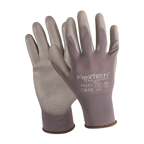 Polyurethane Coated Gloves, Palm Coverage, Gray, XL, PR