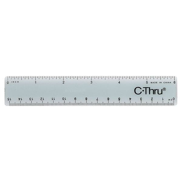 Ruler, Plastic, Lined, 16ths, 6in, Smoky Gray