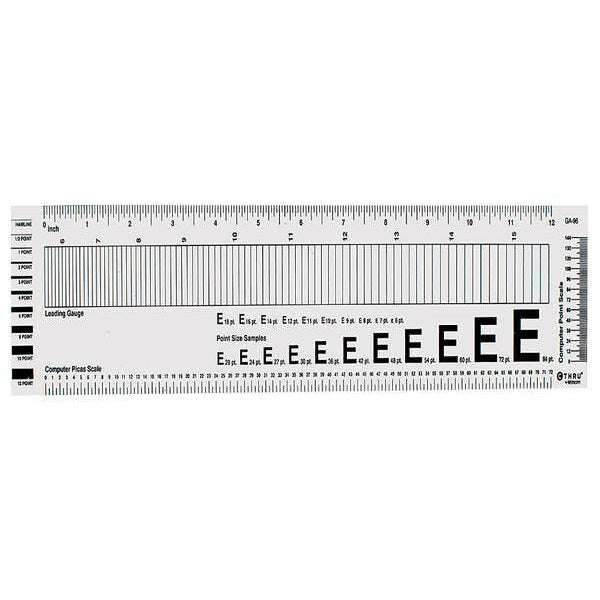 Ruler, Plastic, Lined, 16ths, 13-3/4in