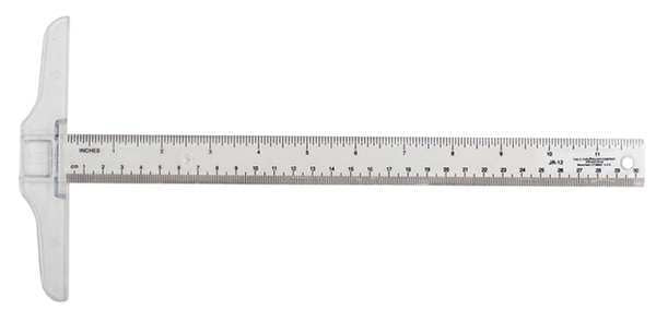 T-Square, Polystyrene, Transparent, 12in