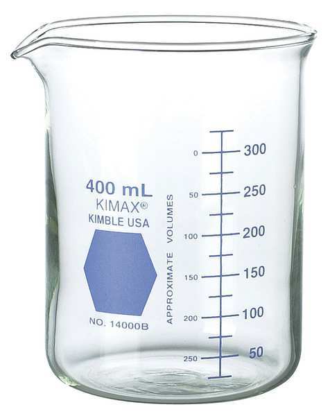 Griffin Beaker, 400mL, Glass, Clear, PK12