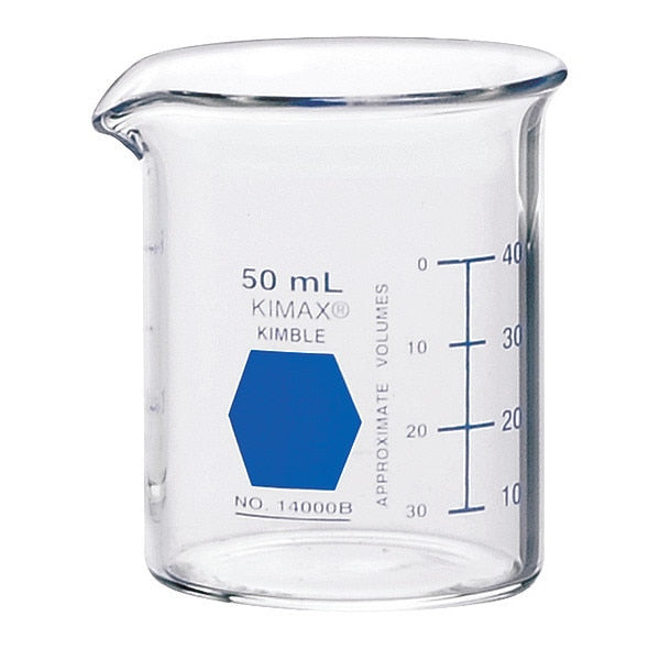 Griffin Beaker, 50mL, Glass, Clear, PK12