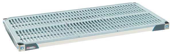 Plastic Shelf, Open Style, 24 in D, 60 in W, 1 7/8 in H, Taupe/Blue
